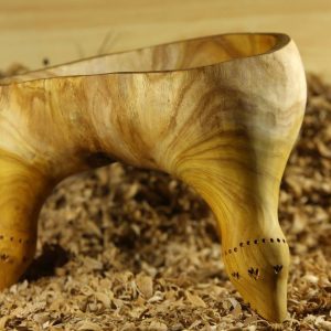 میوه خوری سه پایه چوب توت نقش دار