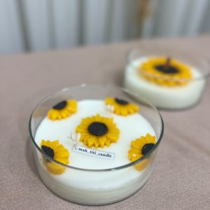 شمع ظرف شیشه ای مدل گل آفتابگردون