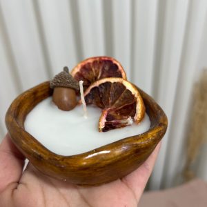 شمع ظرف بتنی طرح چوب