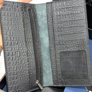 کیف پول کتی چرم طبیعی طرح کروکدیل